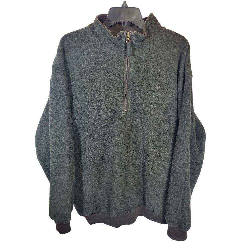 Straight Down Black 1/2 Zip Fleece Long Sleeve Pullover Sweatshirt Mens Size XXL